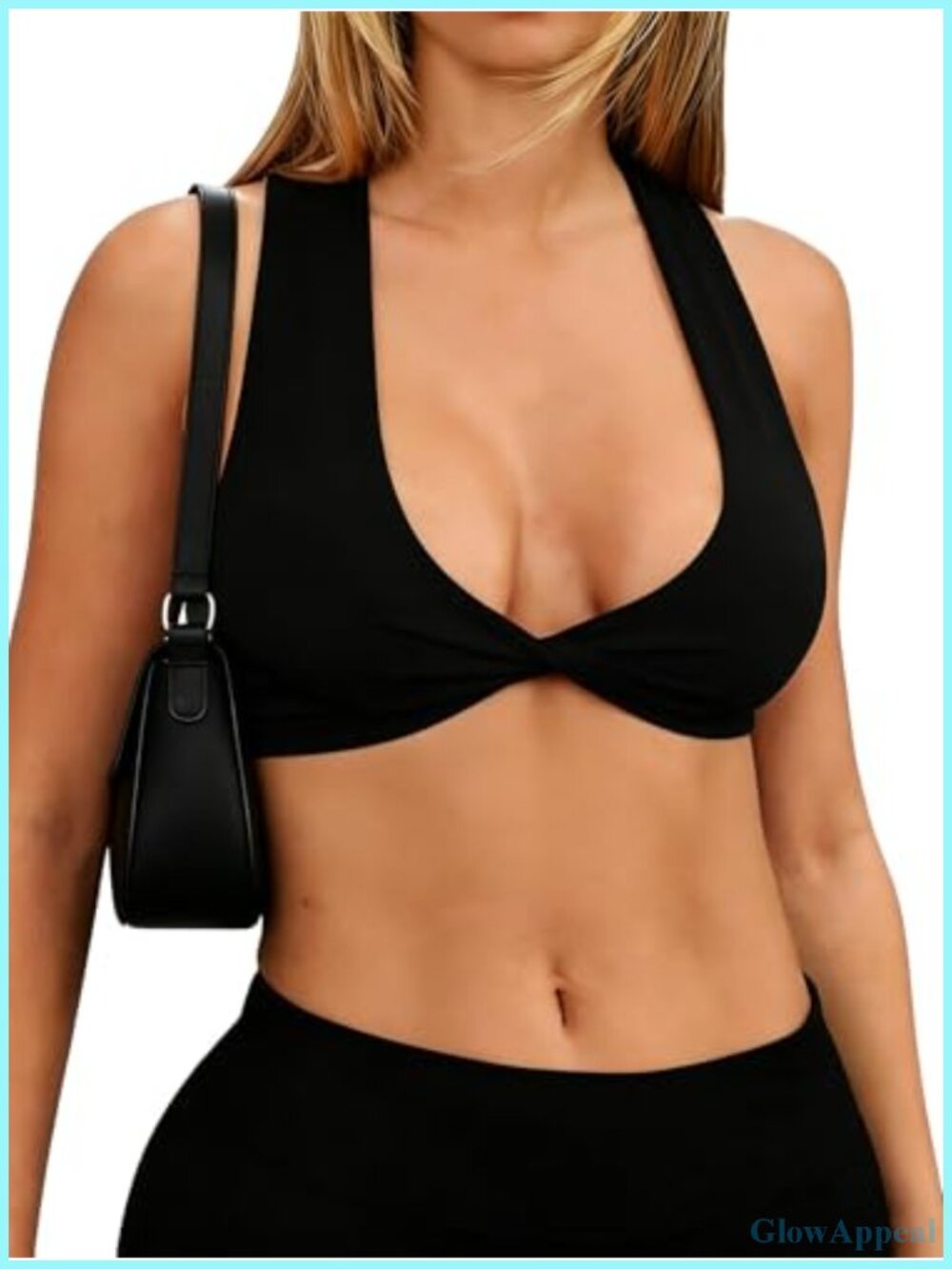 Womens Double Lined Twist Front Crop Top Sexy Y2k Going Out Shirt